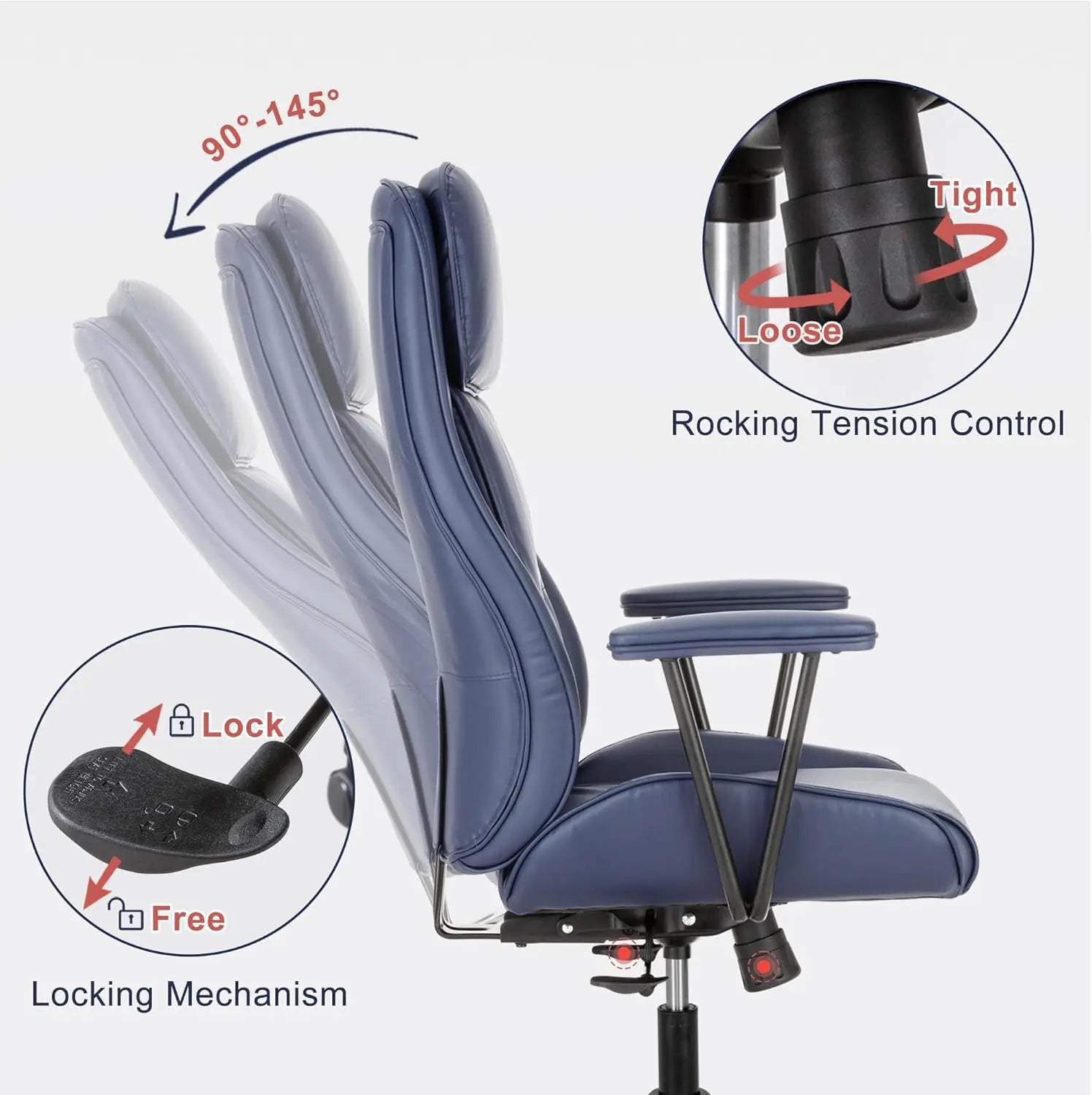 Executive Chair Mid Office Modern Chair,55° Reclining High Back Desk Chair with Wheels,Conference Room Chairs,Brown