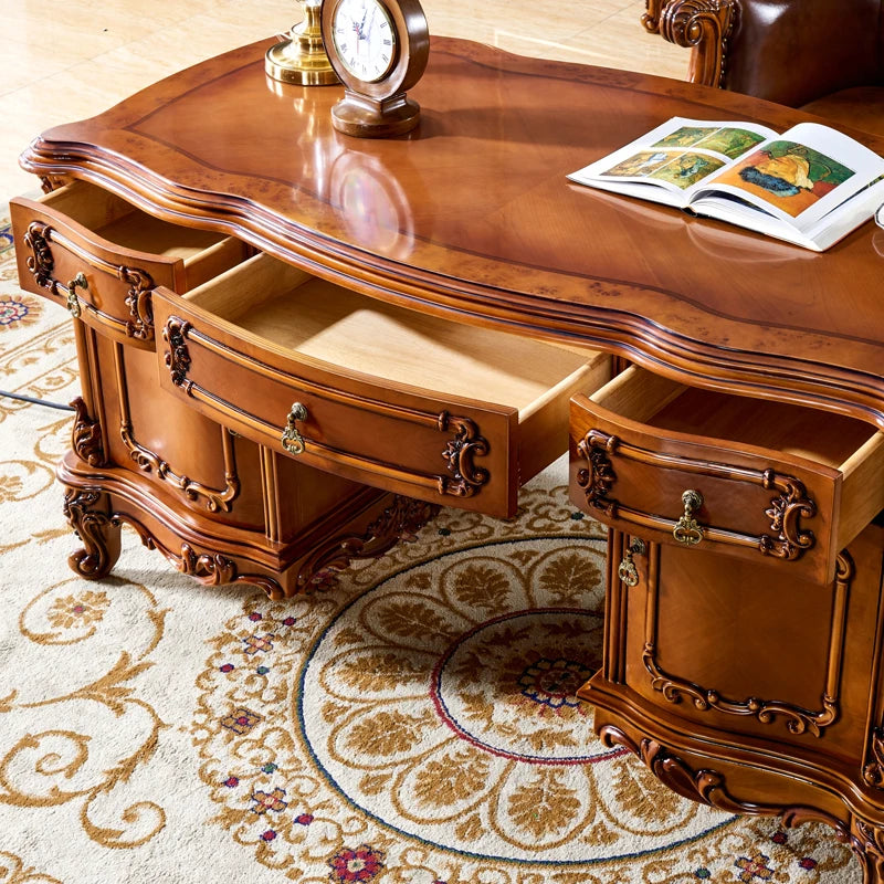 European style desk, solid wood, country desk, office desk, minimalist silver desk, study furniture