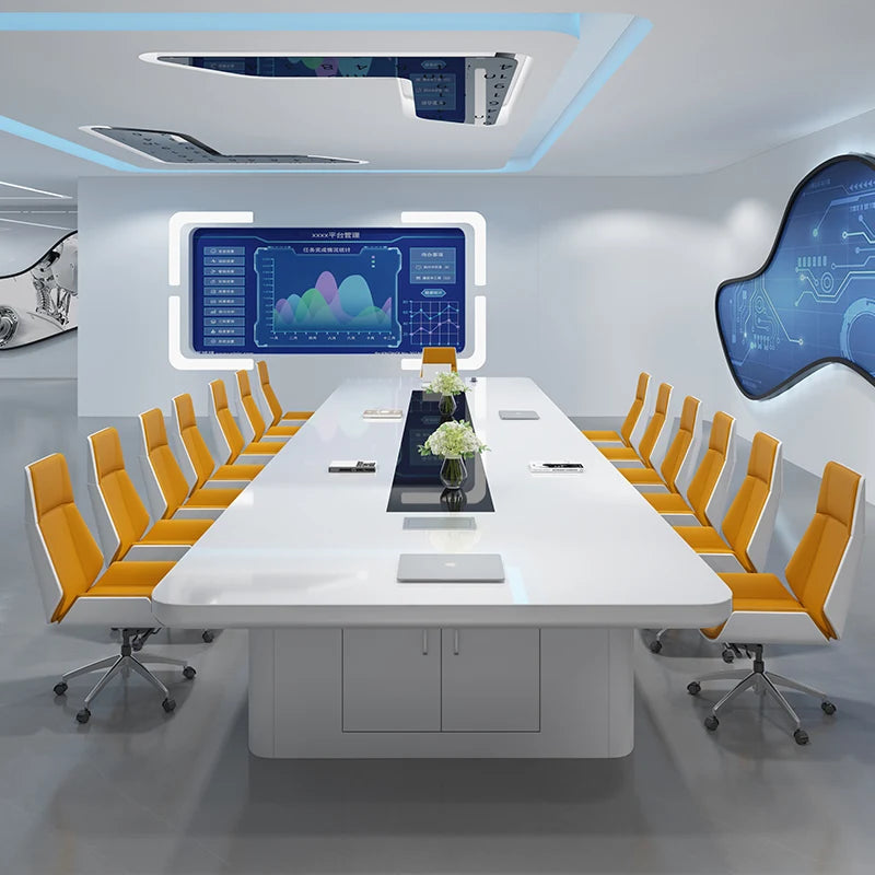Modern Baked Conference Table &amp; Chair Set