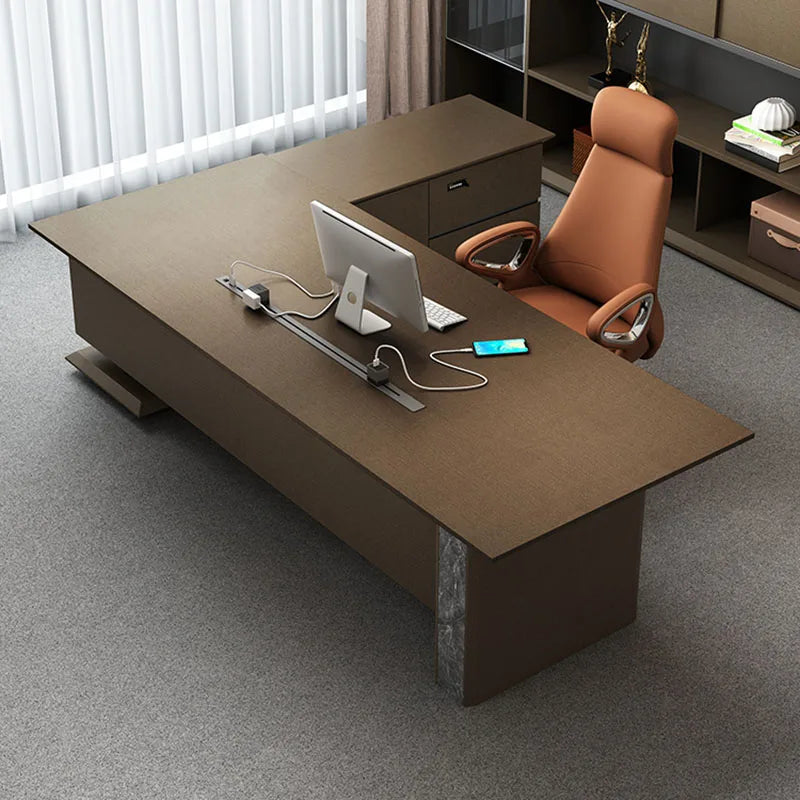 L Shape Boss Office Desk Corner Writing Workstation Storage Gaming Executive Office Desks Drawers Bureau Meuble Home Furnitures