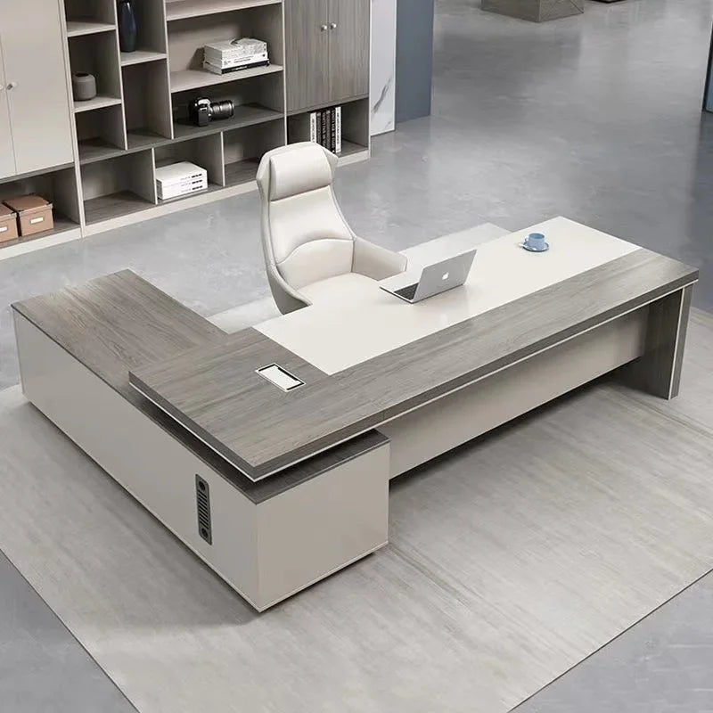 Omodern European Office Desk Standing Bookshelf Corner Conference Computer Desks L Shaped Luxury Mesa De Computador Furniture