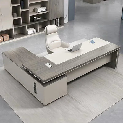 Omodern European Office Desk Standing Bookshelf Corner Conference Computer Desks L Shaped Luxury Mesa De Computador Furniture