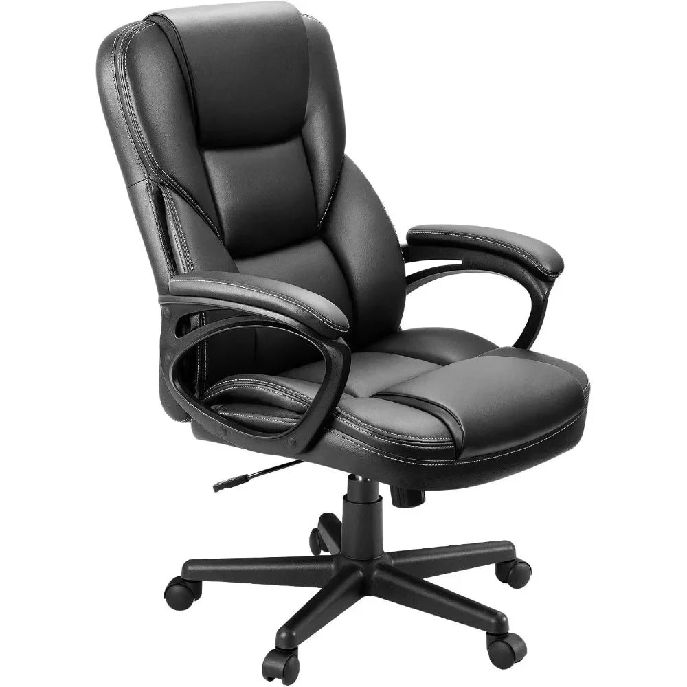 Office Executive Chair High Back Adjustable Managerial Home Desk Chair, Swivel Computer PU Leather Chair with Lumbar Supp