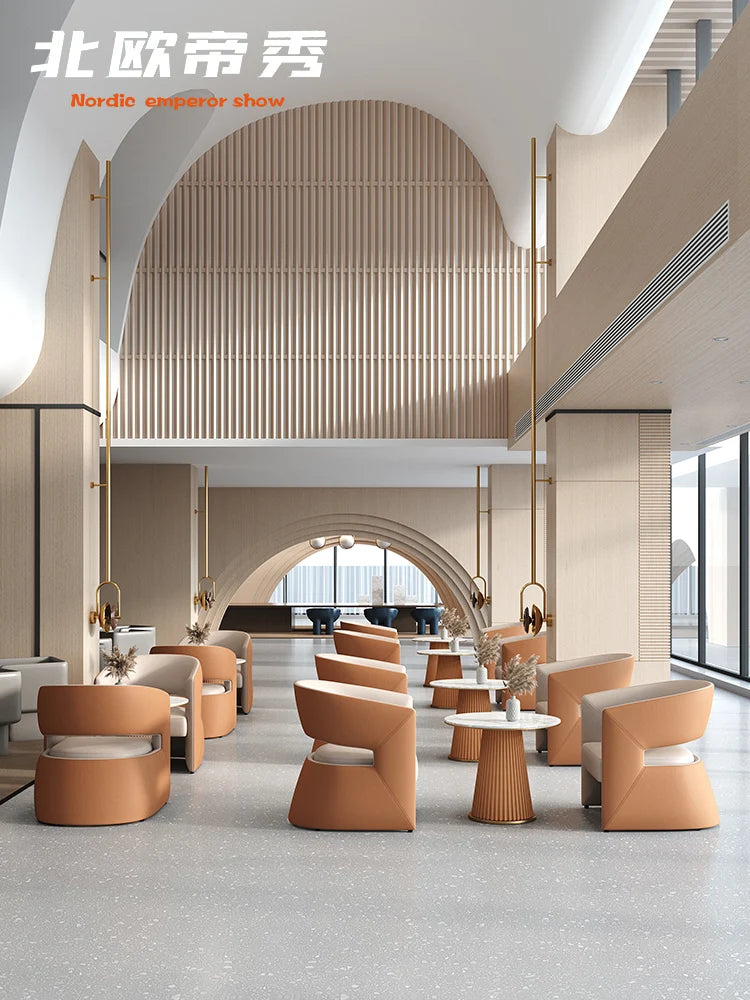 Modern sales office sales department negotiation table with 4 chairs, small round table negotiation table, reception negotiation