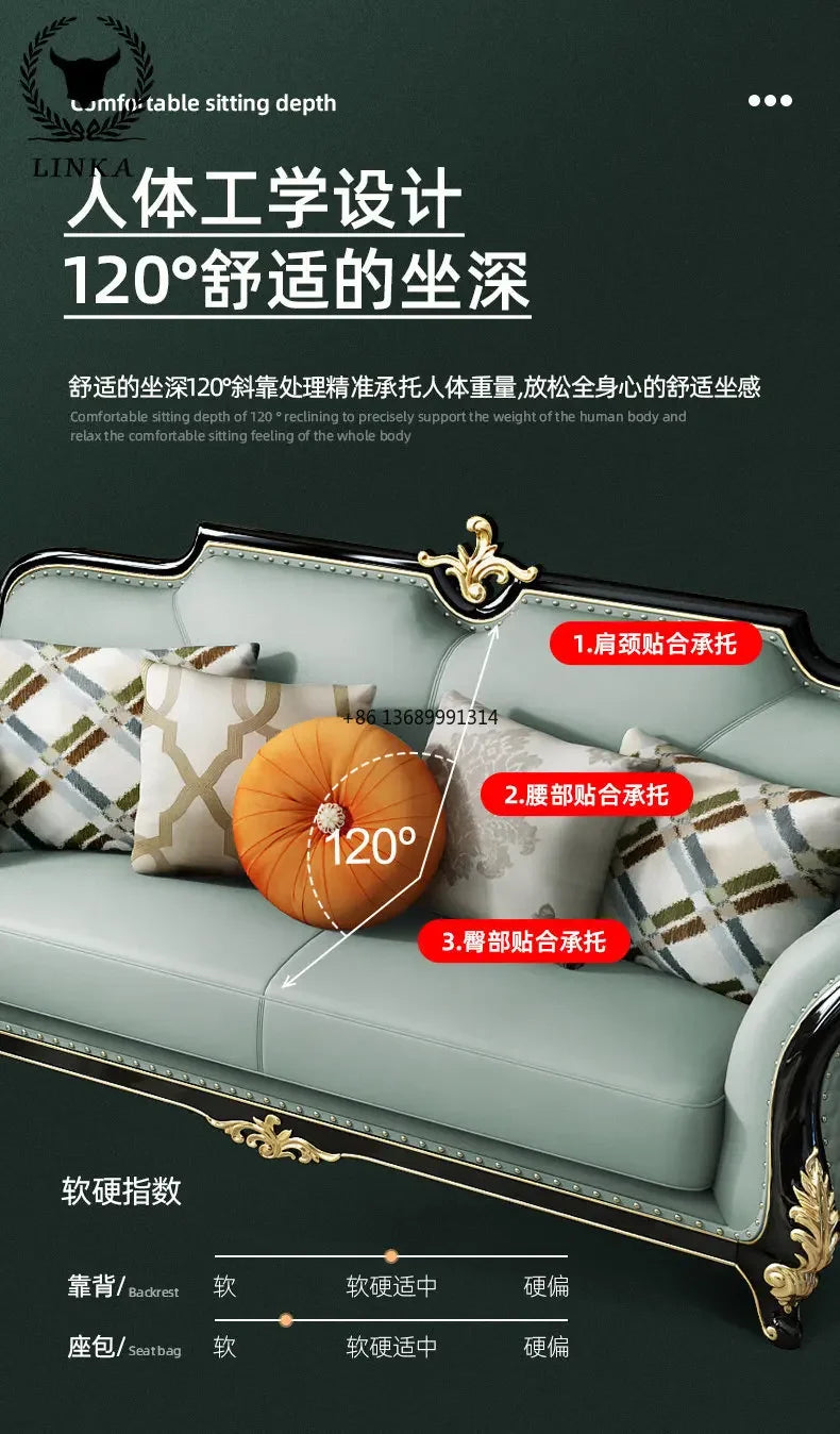 Light Luxury Sofa Set. Crafted in French European Leather.
