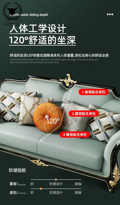 Light Luxury Sofa Set. Crafted in French European Leather.