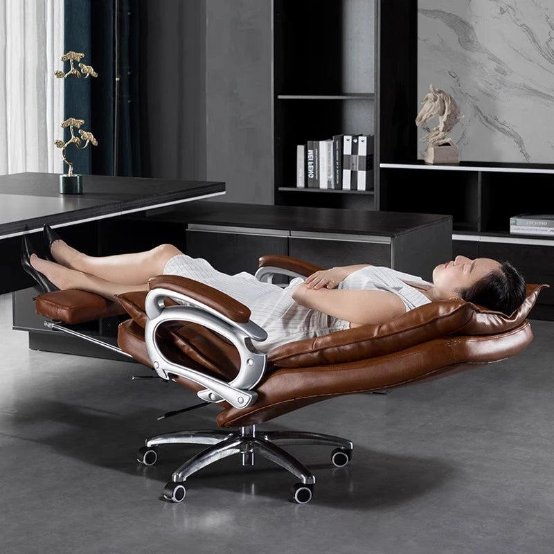 Leather Lazy Office Chair Massage Full Body Throne Study Mobile Office Chair Nordic Relaxing Dresser Muebles Trendy Furniture
