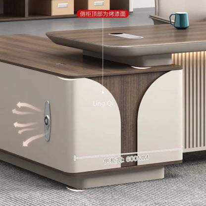 Free Shipping Dark Wood Office Desk Storage Home Mid Century L Shaped Computer Desks Executive Set Escritorio Office Furniture