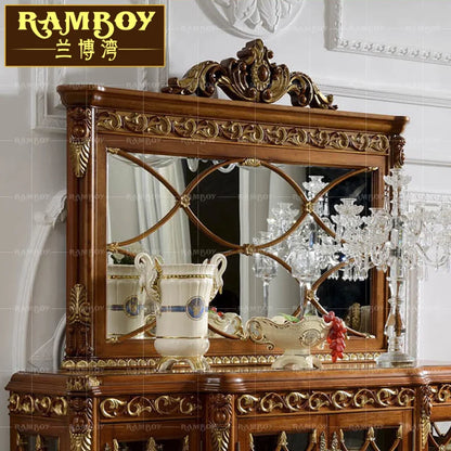 European solid wood carving side cabinet French restaurant locker Italian luxury court side cabinet