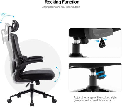 Office Chair Height-Adjustable Ergonomic Desk  with Lumbar Support, Breathable Mesh Computer  High Back Swivel Task