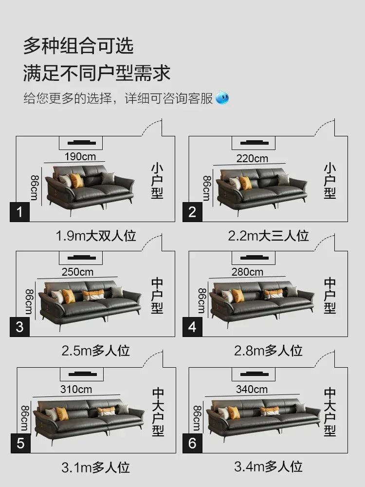Leather sofa Italian extremely simple head layer cowhide simple modern living room Nordic leather sofa furniture