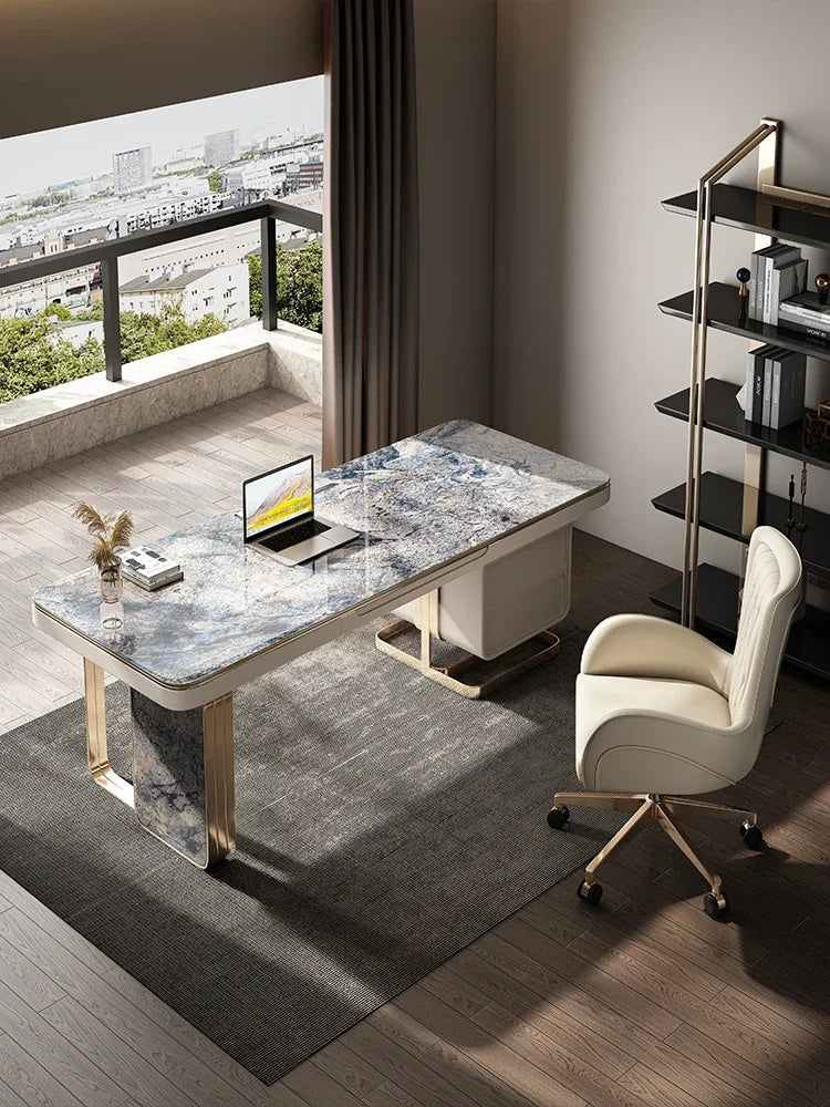 Italian Minimalist Desk Home Modern Simple and Light Luxury Luxury Stone Italy Stone Plate