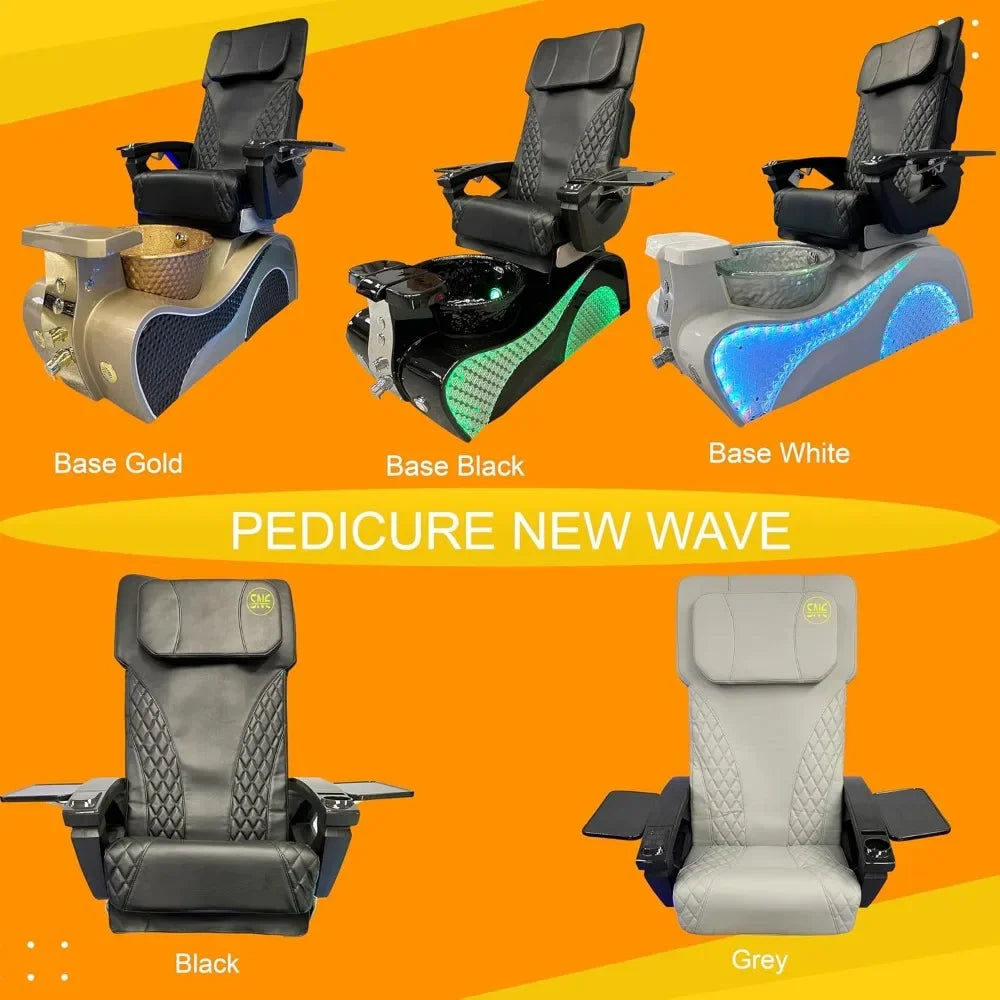 Pedicure Chair. Stylish Pedicure Chair - Black/Gold And White Options With Discharge Pump - Pipe-Less Whirlpool System,