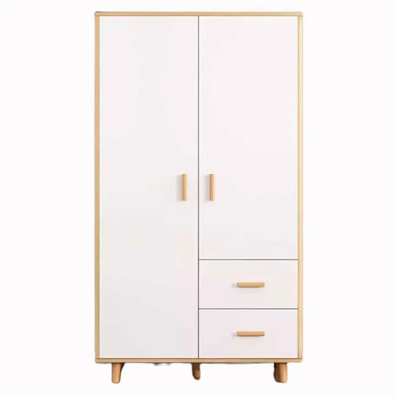 Two-Door Wood Wardrobe – Waterproof, Heavy-Duty Organizer in Korean Style, Nordic Bedroom Furniture