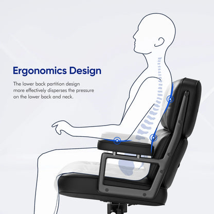 Black Genuine Leather Office Chair