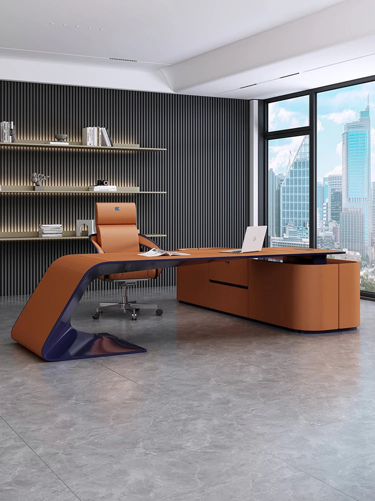 Italian Boss Table, President Table, Light Luxury, Modern High-end Villa, Large Desk, Office Leader, Office Desk