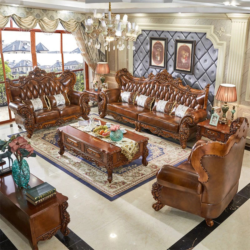 ProCARE Italy classic style living home furniture leather sofa set