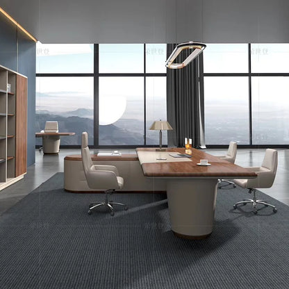 unique office desk furniture Wooden Luxury Office Table With Chair Modern Design Boss Desk Executive Office Desk Set