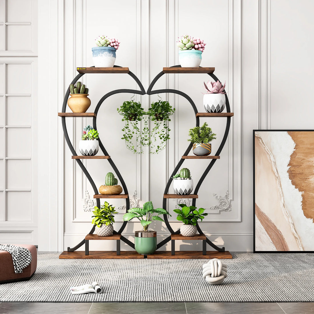 Modern Wooden Plant Stand – Multi-Layer Flower Rack for Living Rooms