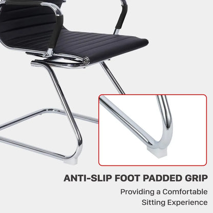 Office Guest Chair Meeting Room Chair Leather Reception Chair without Wheel with Sled Base for Waiting Room Conference