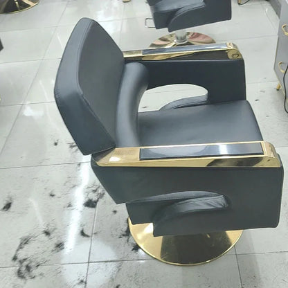 Light Luxury Stainless Steel Barber Chair Professional Salon Chairs for Hair Stylist Beauty Salon Lift Hairdressing Tattoo Chair