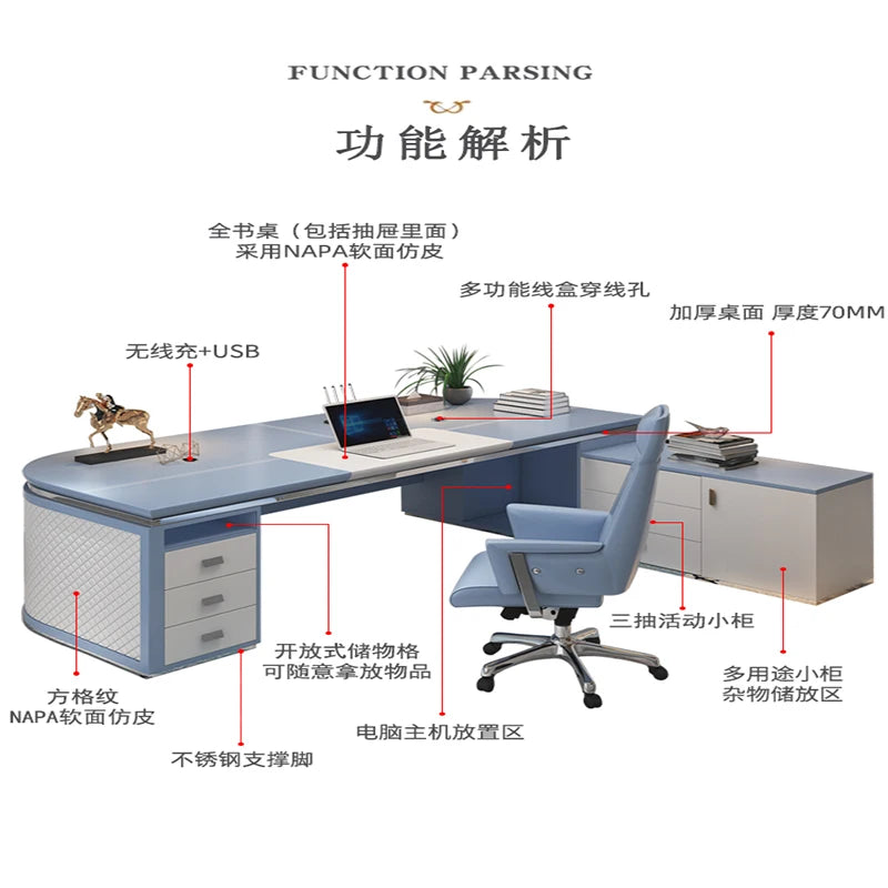 Luxury boss table simple modern office president table atmosphere boss office chair combination office furniture