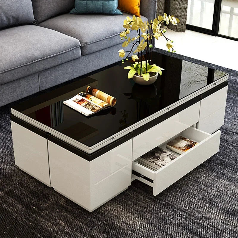 Luxury black coffee table with a modern white design