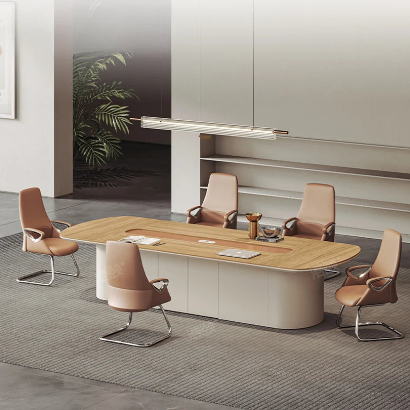 Oval conference table, minimalist modern table and chair combination, size negotiation, business furniture, conference table
