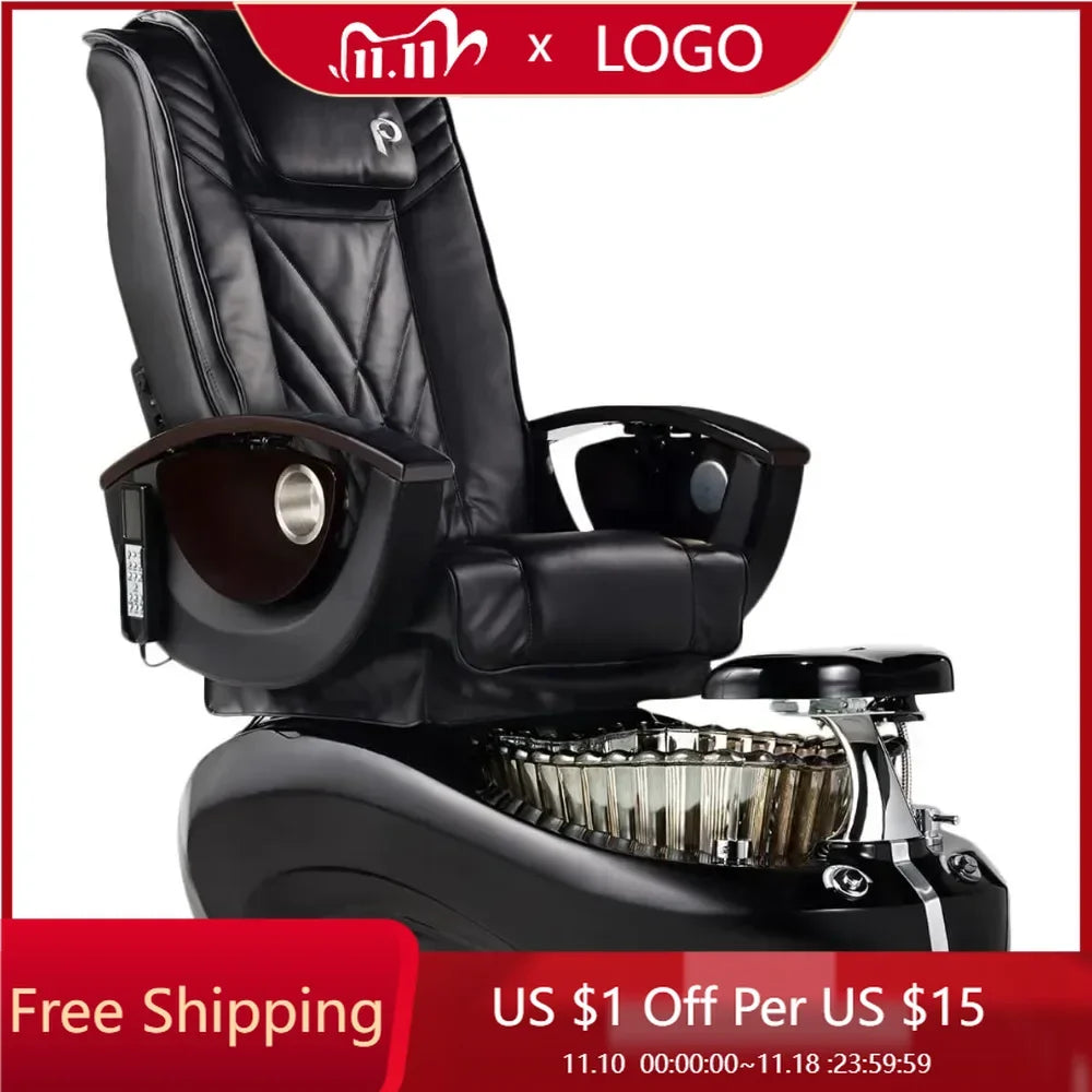 Professional Pedicure Spa with Glass Bowl, Fully Electric Shiatsu Massage Chair top w/Rolling, Punching and Kneading, Removable