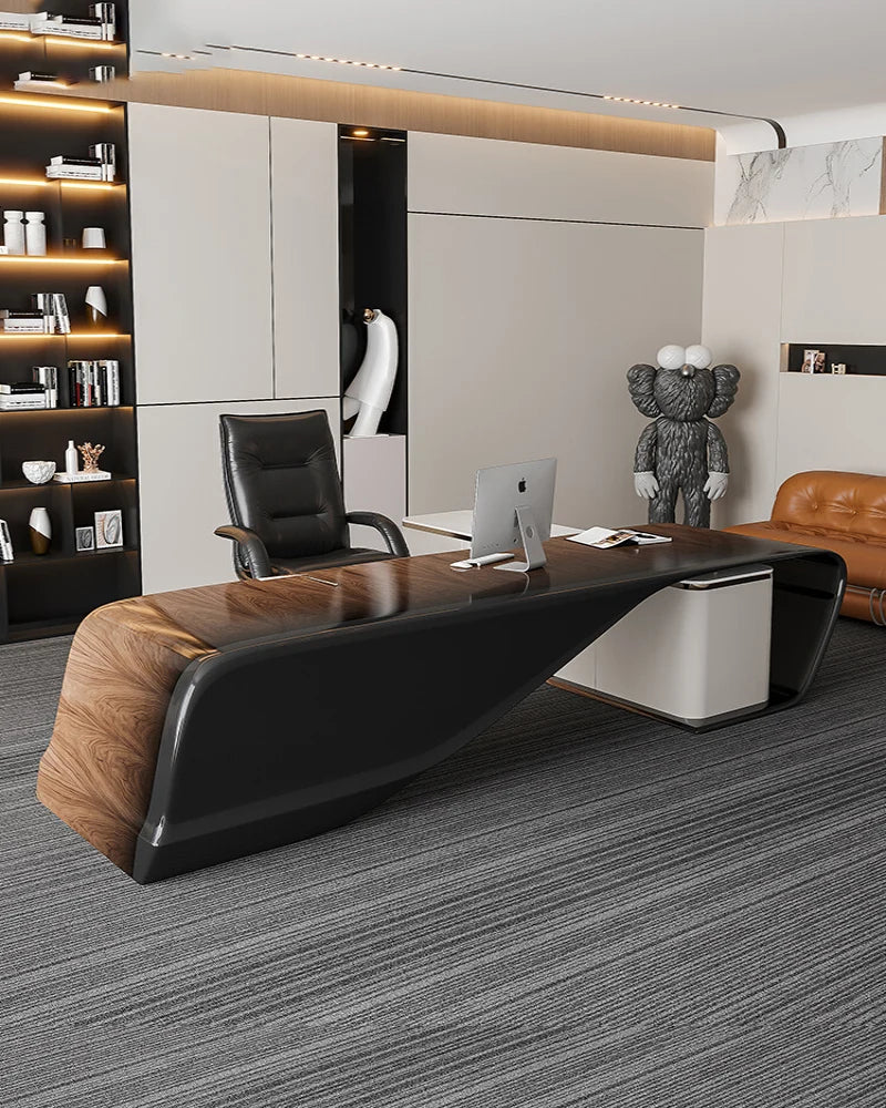 Commercial Solid Wood Leather Desk – Simple Modern Italian Design