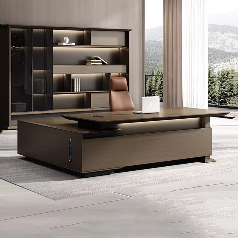 L Shaped Shelf Office Desk Students Seating Meeting Gaming Desk Shelves Writing Executive Table Pour Ordinateur Office Furniture