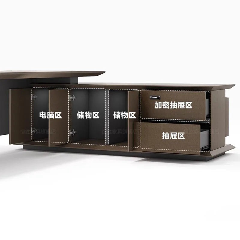 L Shape Boss Office Desk Corner Writing Workstation Storage Gaming Executive Office Desks Drawers Bureau Meuble Home Furnitures