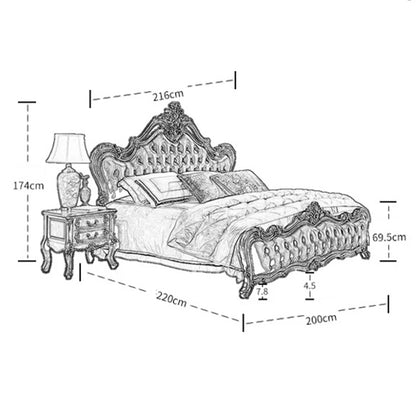 High quality European solid wood double bed wedding bed American furniture 1.8m master bedroom leather soft leather princess bed