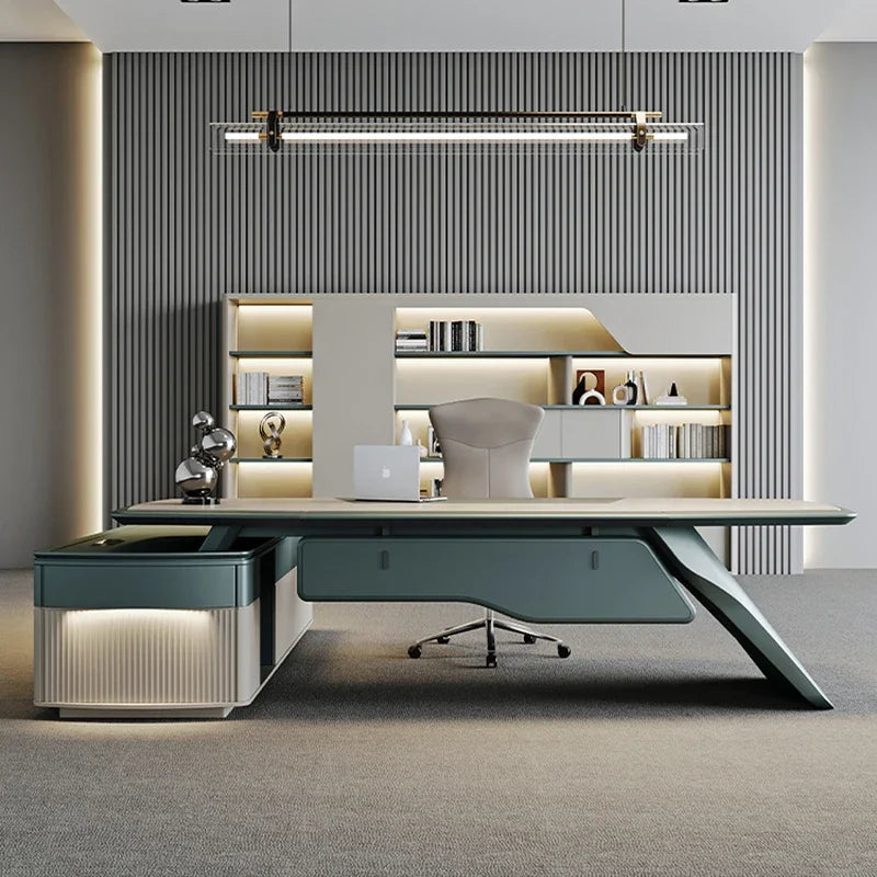 Multifunctional Corner Desk: Executive Workstation for Office and Reading Roo