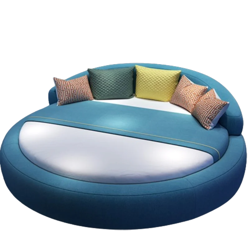 Round Fabric Big Bed Double Simple Princess Designer Bedroom Modern Bed Hotel Wedding Camas Moderrnas Inteligentes Furniture