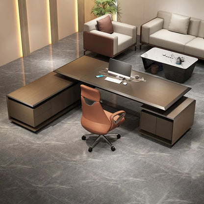 Luxury L-shaped executive corner desk with drawers