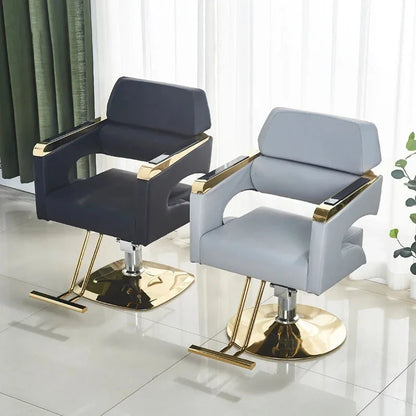 Light Luxury Stainless Steel Barber Chair Professional Salon Chairs for Hair Stylist Beauty Salon Lift Hairdressing Tattoo Chair