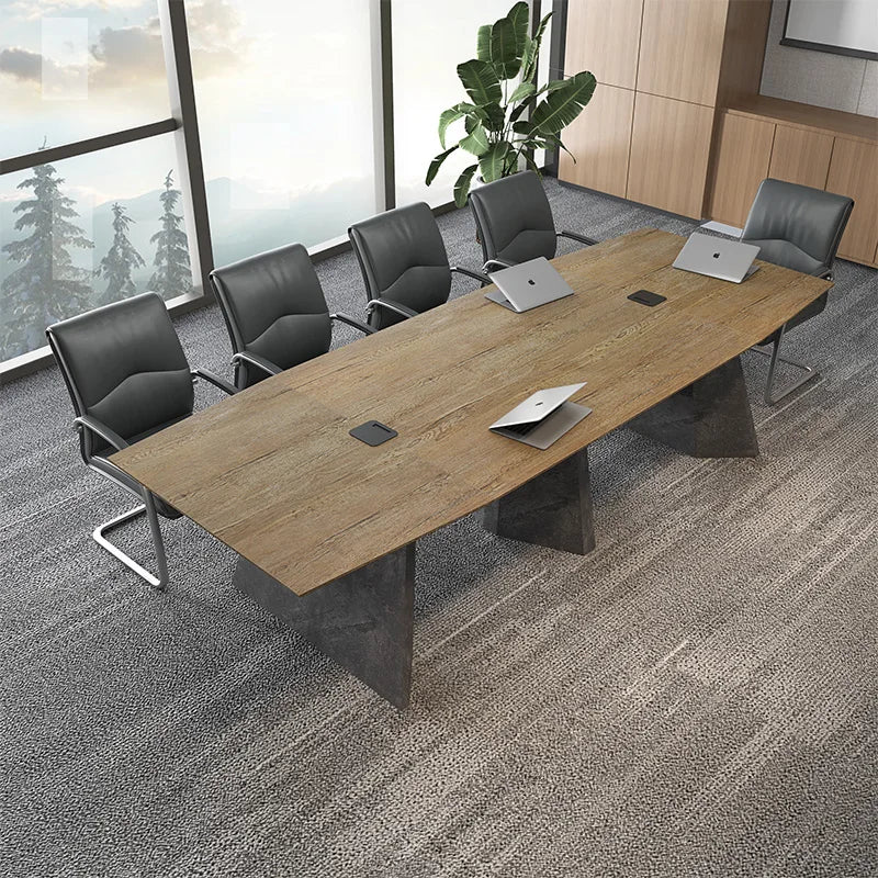 Rectangular Conference Table: Long Desk and Chair Set for Meetings.