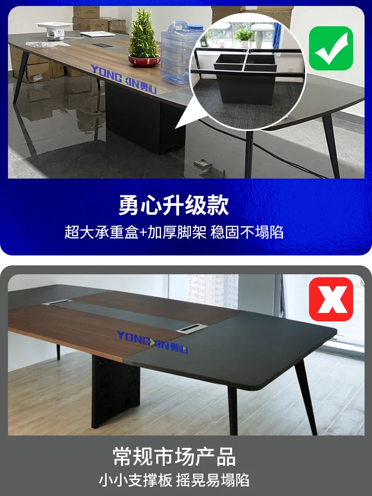 Modern Ebony Conference Table &amp; Chair Set