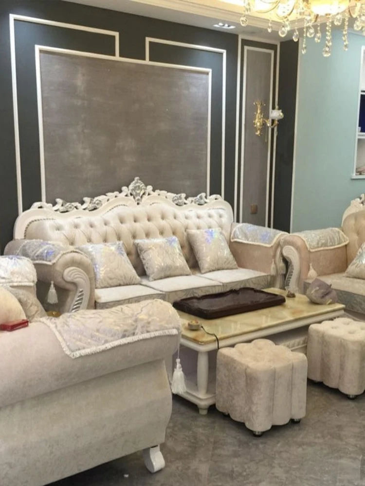 European-style High-quality Fabric Sofa Living Room Combination Solid Wood Removable and Washable Sofa