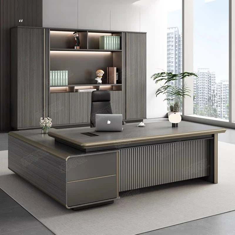 Bookshelf Corner Office Desk – Standing Executive European Style, Luxury Computer Desk, Mesa De Computador, Modern Floor Furniture