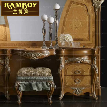European luxury carved solid wood dressing table French Italian makeup table Villa bedroom makeup table