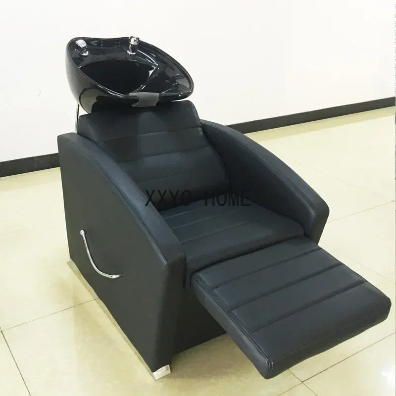 Half Lying Shampoo Chair Simple Barber Shop Sitting Flushing Bed Hairdressing Massage Couch