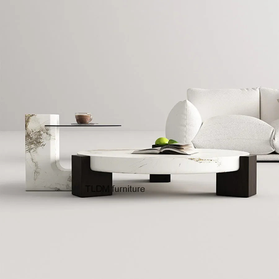 Elegant Small Coffee Table: Luxury Universal Storage with Glass and Marble, Vintage Italian Art Design