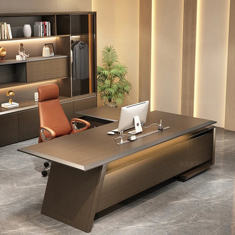 Modern Executive Office Desk with Drawers