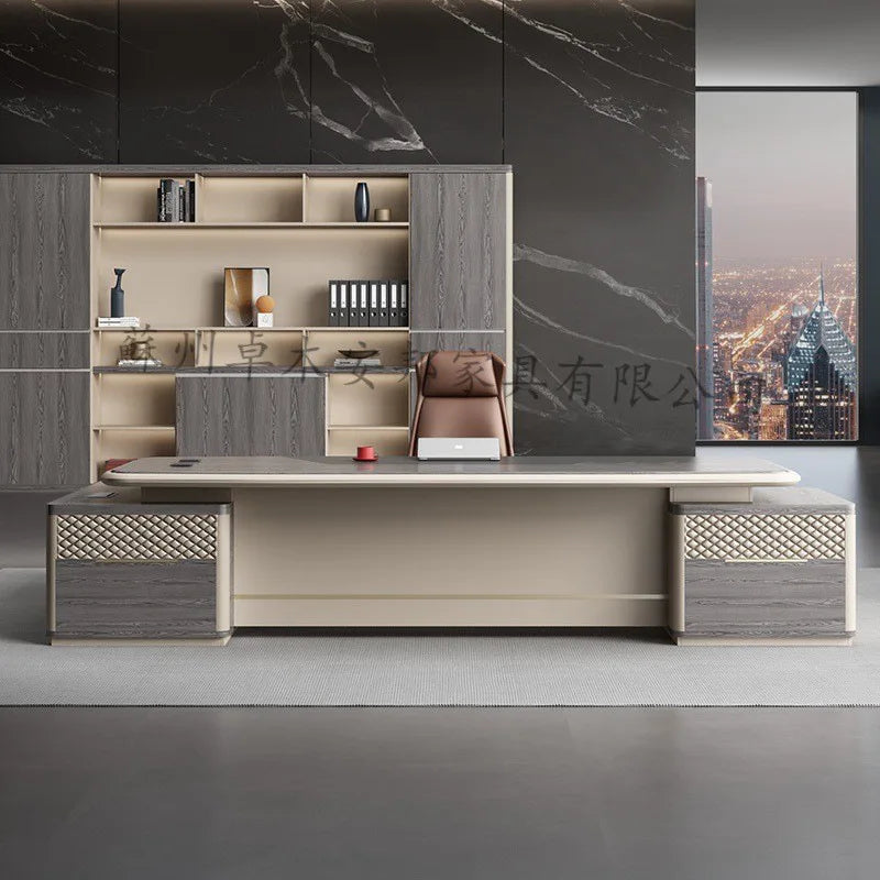 Simple And Modern President Office Desk And Chair Combination