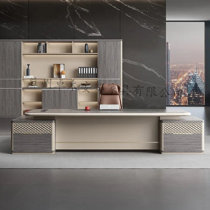 Simple And Modern President Office Desk And Chair Combination