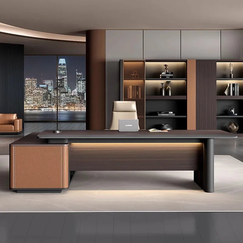 Luxury Black Wooden Office Desk