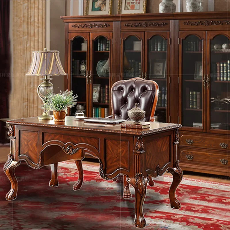 Vintage-style solid wood computer desk