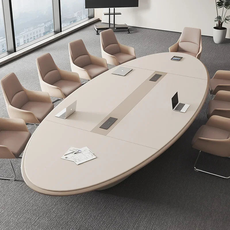 Light Luxury Oval Conference Table &amp; Chairs